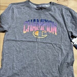 Champion Heather Gray and Purple Tee with Gradient Logo